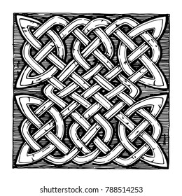 celtic knots pattern in ink hand drawn style