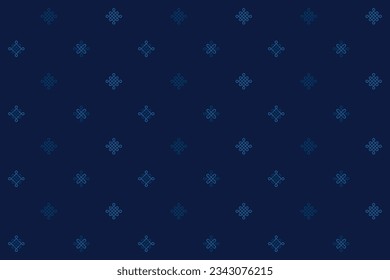 Celtic knots seamless Pattern. Abstract Irish knots,light and ocean blue elements on navy blue background. For textile masculine male shirt fabric covers packaging and gift wrap. Vector illustration