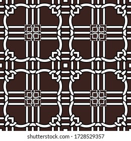 Keltische Knoten nahtlos Muster. Eleganter geometrischer Vektortartan Hintergrund. Wiederholen Sie den Hintergrund des Programms. Intrikate Knospen. Abstraktes modernes symmetrisches Design. Für Tapeten, Stoff, Drucke, Dekoration.