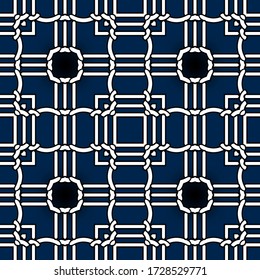 Celtic knots seamless pattern. Elegant geometric vector tartan background. Repeat plaid backdrop. Intricate knotted ornaments. Abstract modern symmetric design. For wallpapers, fabric, prints, decor.