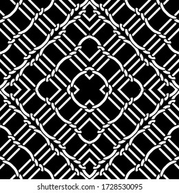 Celtic knots seamless pattern. Elegant geometric vector background. Repeat waffle backdrop. Intricate knotted rhombus ornament. Abstract modern symmetric design 