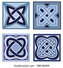Celtic knots, set of icons. Isolated elements of traditional celtic style ornament. Vector illustration