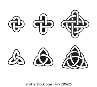 Celtic knots set, traditional ancient ornaments. Vector design elements