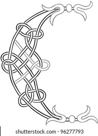 A Celtic Knot-work Capital Letter C Stylized Outline. Vector Version.