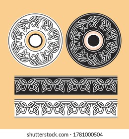 Celtic knotwork round frames and border ornament