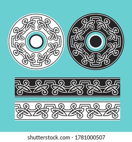 Celtic knotwork round frames and border ornament