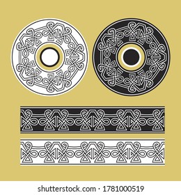 Celtic knotwork round frames and border ornament