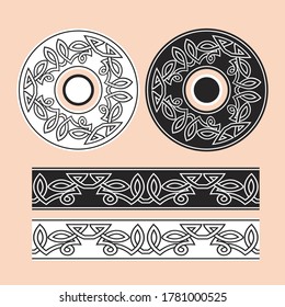 Celtic knotwork round frames and border ornament