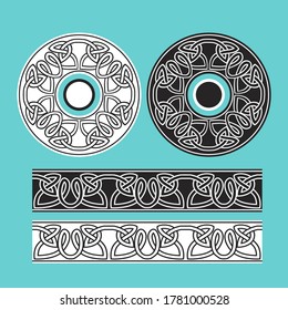 Celtic knotwork round frames and border ornament