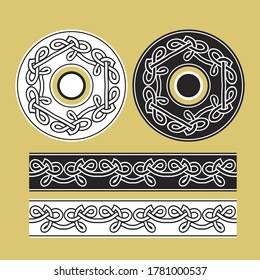 Celtic knotwork round frames and border ornament