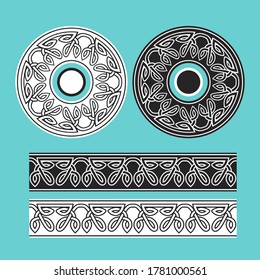 Celtic knotwork round frames and border ornament
