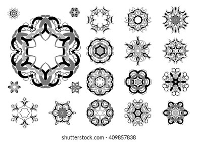 Celtic Knotwork tattoo design set. Vector graphic design assets to improve your artwork with polished organic and geometric ornaments