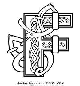 ilustración de letra celta F en formato vector