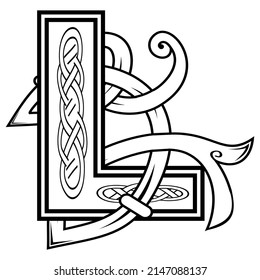 celtic letter L illustration in vector format
