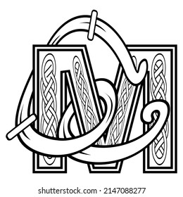 ilustración M de letra celta en formato vector