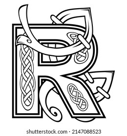 celtic letter R illustration in vector format
