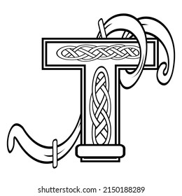 celtic letter T illustration in vector format