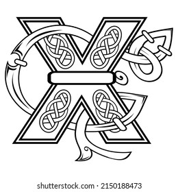 ilustración de letra celta X en formato vector
