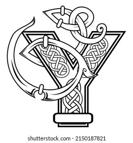 celtic letter Y illustration in vector format