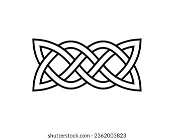 Logo celta del vector de arte de contorno, patrón de símbolo de nudo celta, elemento de marco decorativo. Aislado sobre fondo blanco.