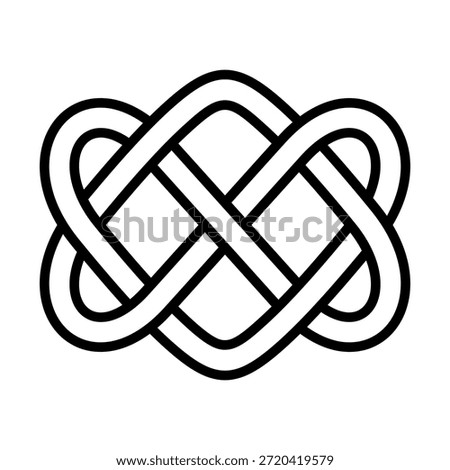 Celtic love knot with interlaced hearts. A single line is forming two hearts, seamless interlaced in a loop with no beginning and no end. A symbol of faith, eternity, unity, and eternal love. Vector