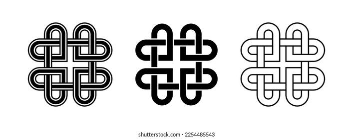Celtic Love Knot Sign Symbol Vector Illustration Set