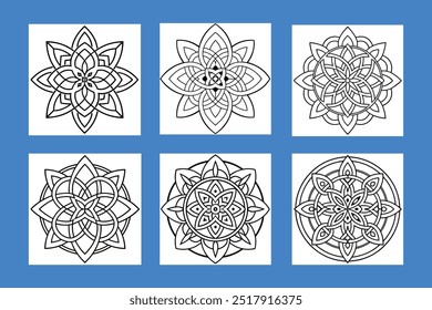Silhueta de arte de linha Mandala céltica Ilustração vetorial   
