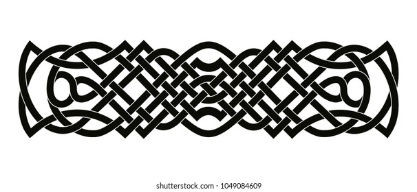 Celtic national ornament interlaced ribbon isolated on white background.