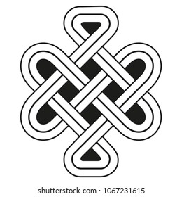 Celtic national ornament interlaced ribbon isolated on white background.