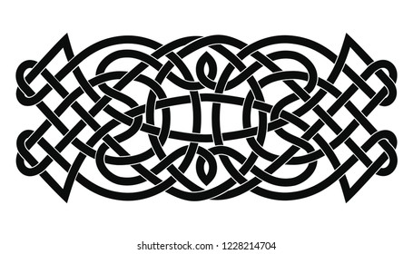 Celtic national ornament interlaced ribbon isolated on white background.