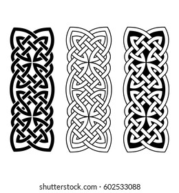 Celtic national ornament interlaced tape. Black ornament isolated on white background.