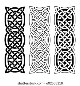 Celtic national ornament interlaced tape. Black ornament isolated on white background.