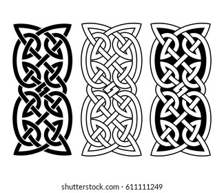 Celtic national ornament interlaced tape. Black ornament isolated on white background.
