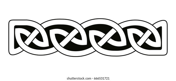 Celtic national ornament interlaced tape. Black ornament isolated on white background.