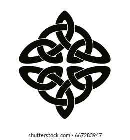 Celtic national ornament interlaced tape. Black ornament isolated on white background.