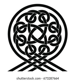 Celtic national ornament interlaced tape. Black ornament isolated on white background.