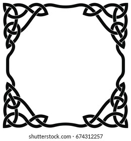 Celtic national ornament interlaced tape. Black ornament isolated on white background.