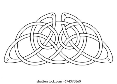 Celtic national ornament interlaced tape. Black ornament isolated on white background.