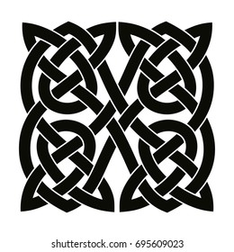 Celtic national ornament interlaced tape. Black ornament isolated on white background.