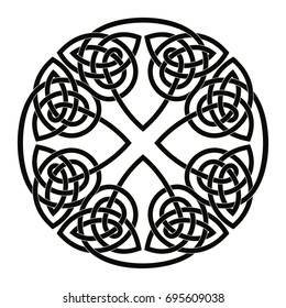 Celtic national ornament interlaced tape. Black ornament isolated on white background.