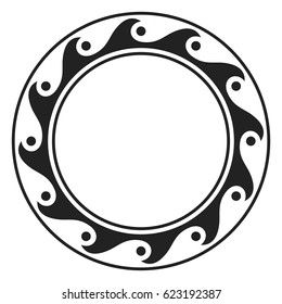 Celtic national ornament in the shape of a circle. Black ornament isolated on white background.