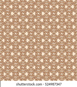 Celtic national ornamental background. Vector seamless drawing. Brown drawing on a beige background.
