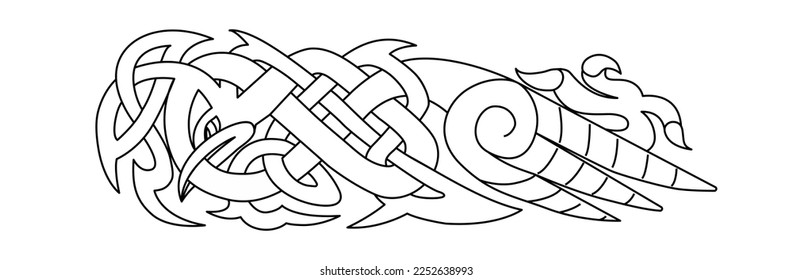 Celtic national style interlaced pattern isolated vector. Celtic knot vector illustration. Ancient nordic symbol. Ancient bird symbol.