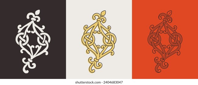 Celtic O monograms set. Insular style initial with authentic knots and interwoven cords. British, Irish, or Saxons overlapping monogram. Medieval font for tattoo, St. Patrick day logo, and sportswear.