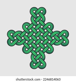 Celtic ornament in the form of a cross. Isolated vector on a light background.