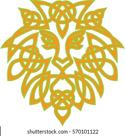 Celtic ornament in the form of a lion's head.