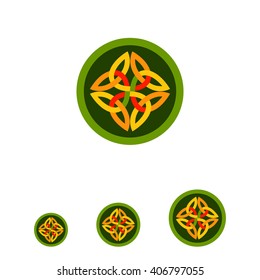 Celtic ornament in green circle