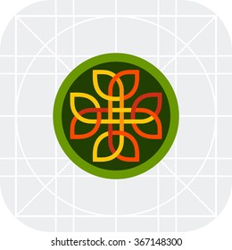 Celtic ornament in green circle icon