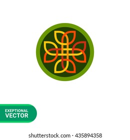 Celtic ornament in green circle icon