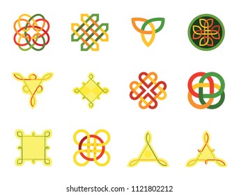 Celtic Ornament Icon Set. Infinite Knot Endless Knot Eternal Knot Buddhist Symbol Decorative Element Ornament Celtic Element Celtic Symbol Triqueta Celtic Shield